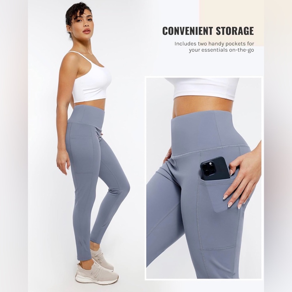 NWT Cosmolle Women's Leggings Medium Grey Soft Loose Leggings Workout Lounge NEW - Picture 3 of 7